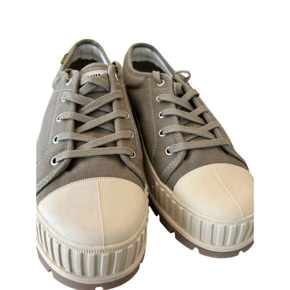 76680-377-M | PALLASHOCK OG | DUSKY GREEN | Parallel Palladium Pallashock OG Green Canvas Unisex Sneakers - Casual Iconic Style